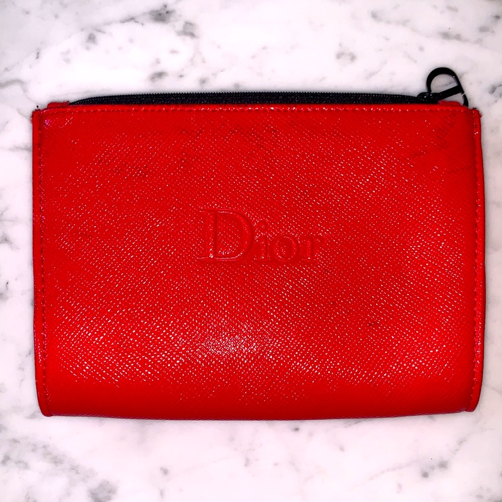 Christian Dior Red Cosmetic Makeup Pouch Case Bag